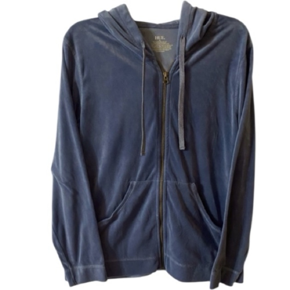 HUE Cardigan, Full Zip, Velour, Hoodie, Sz L, Sweatshirt, Sweater, Grunge, Y2K